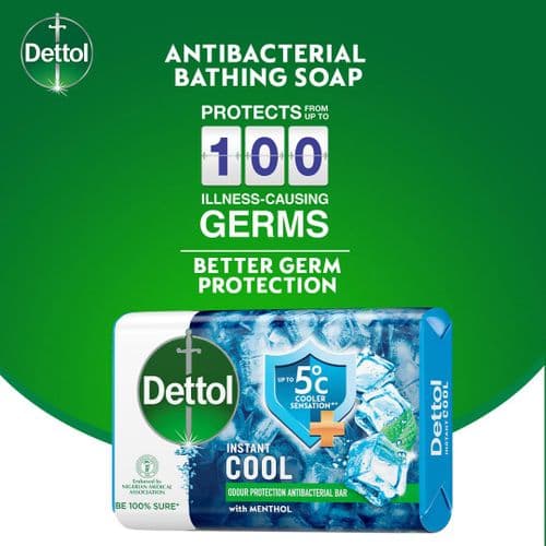 Dettol Antibacterial Bathing Soap Instant Cool 155g