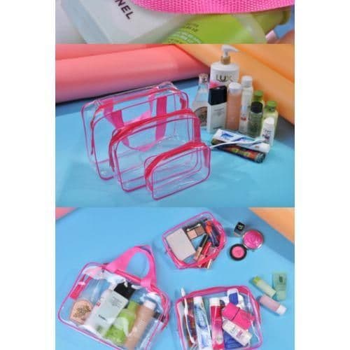 3-in-1 Clear Makeup, Cosmetic & Travel Bag Set – Multipurpose Storage Organizer