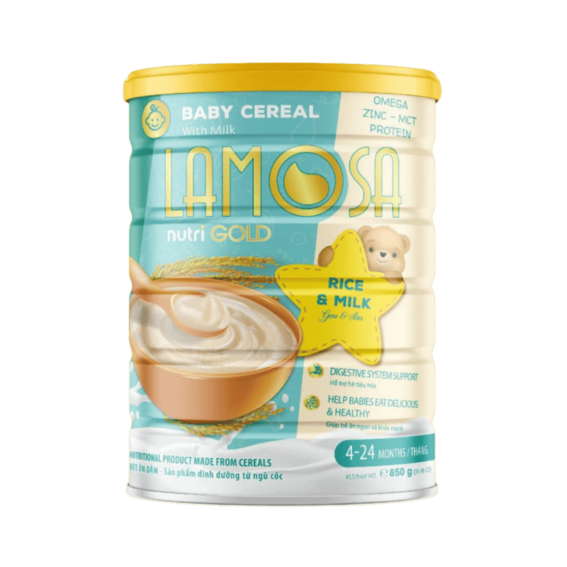 Lamosa Baby Cereal Rice & Milk 6-36 Months Tin 850g