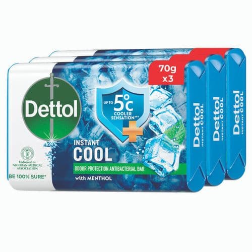 Dettol Antibacterial Bathing Soap Instant Cool 70g