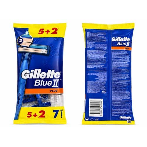 Gillette Blue II Plus Disposable Razors 7 Count (5 + 2 Free Value Pack)