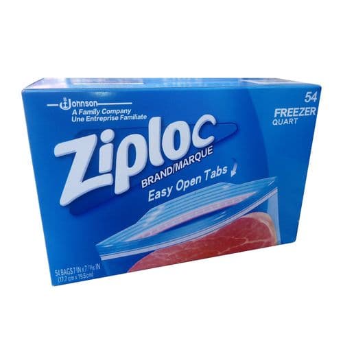 Ziploc Brand/Marque Freezer Quart 54 Bags (17.7cm X 19.5cm)