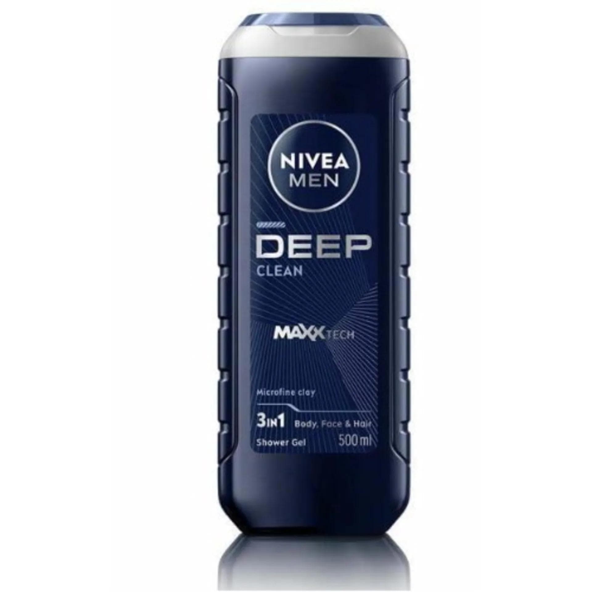 Nivea Men Deep Clean 3 In 1 Body, Face & Hair Shower Gel - 500ml